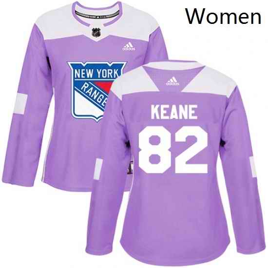 Womens Adidas New York Rangers 82 Joey Keane Authentic Purple Fights Cancer Practice NHL Jersey